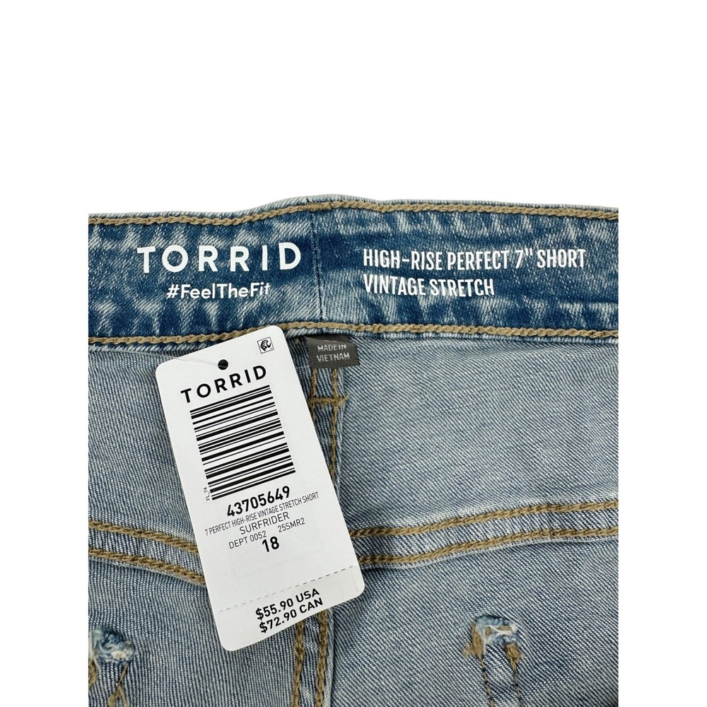 Torrid Denim Shorts Womens 18 Blue High-Rise Perfect 7" Vintage Stretch NWT - Picture 5 of 10